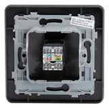Prise réseau RJ45 complète - catégorie 6 - métal Noir brossé - Kouro - Zenitech