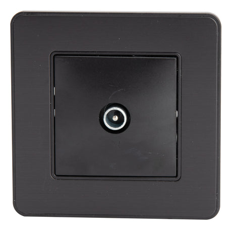 Prise TV complète - Ø9,52mm - métal Noir brossé - Kouro - Zenitech