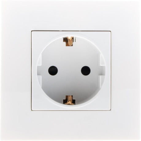 Prise encastrée Schuko + plaque de finition Kalya - Blanc - Zenitech