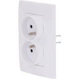 Double prise Verticale + plaque de finition Kalya - Blanc - Zenitech