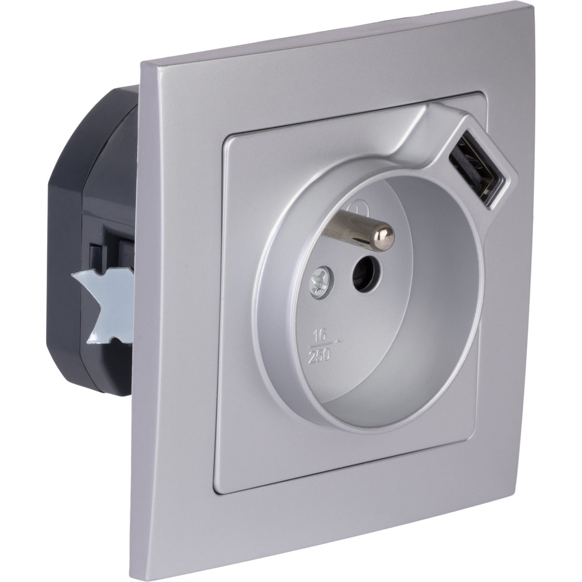 Prise + USB A encastrés + plaque de finition Kalya - Zenitech