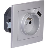 Prise + USB A encastrés + plaque de finition Kalya - Zenitech