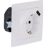 Prise Schuko + USB A encastrés + plaque de finition Kalya - Blanc - Zenitech