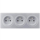 Triple prise câblée en saillie + plaque - Argent - Kalya - Zenitech