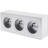 Triple prise câblée en saillie + plaque - Argent - Kalya - Zenitech