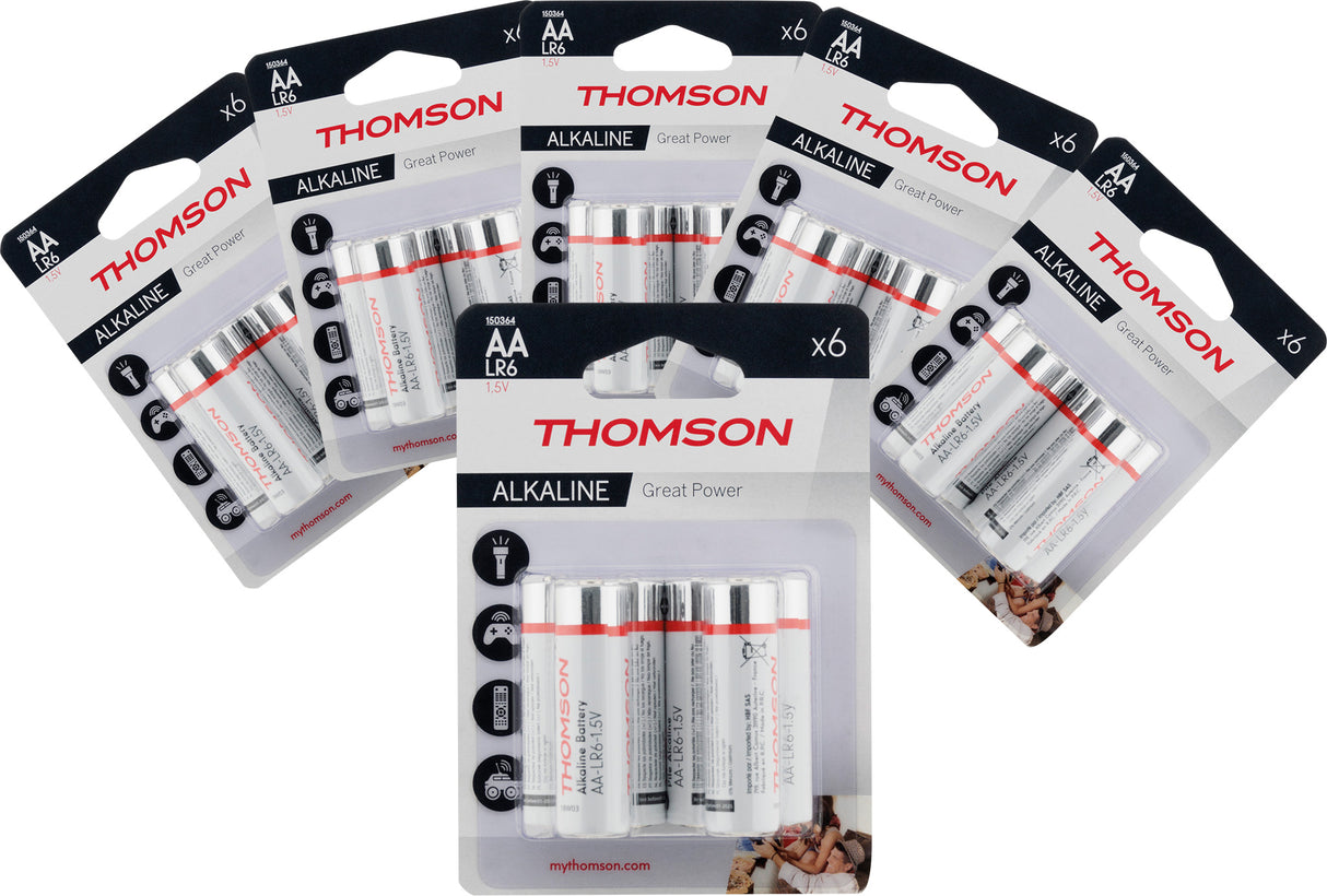 Lot de 48 piles alcalines LR06 AA 1,5 V - Thomson