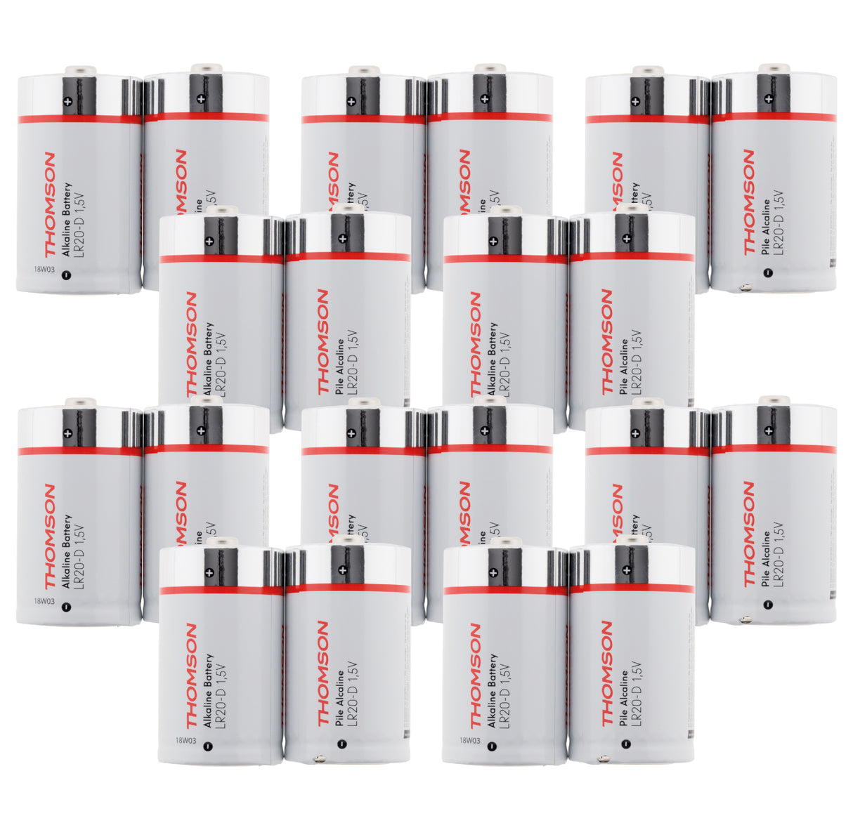 Lot de 40 piles alcalines LR20 D 1,5V - Thomson