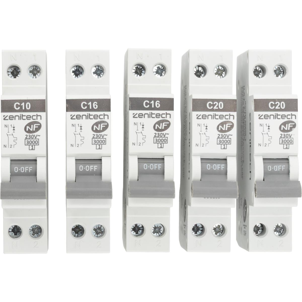 Pack de disjoncteurs 10A + 16A + 20A - Zenitech