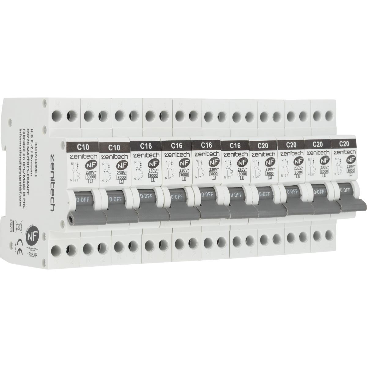 Pack de disjoncteurs 10A + 16A + 20A - Zenitech