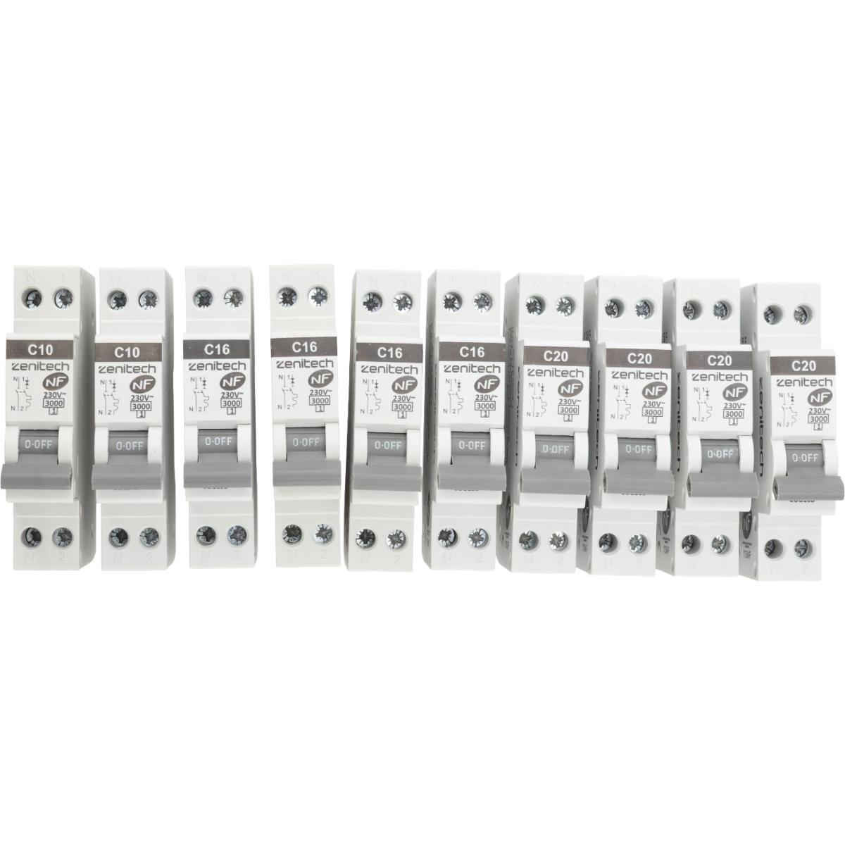 Pack de disjoncteurs 10A + 16A + 20A - Zenitech