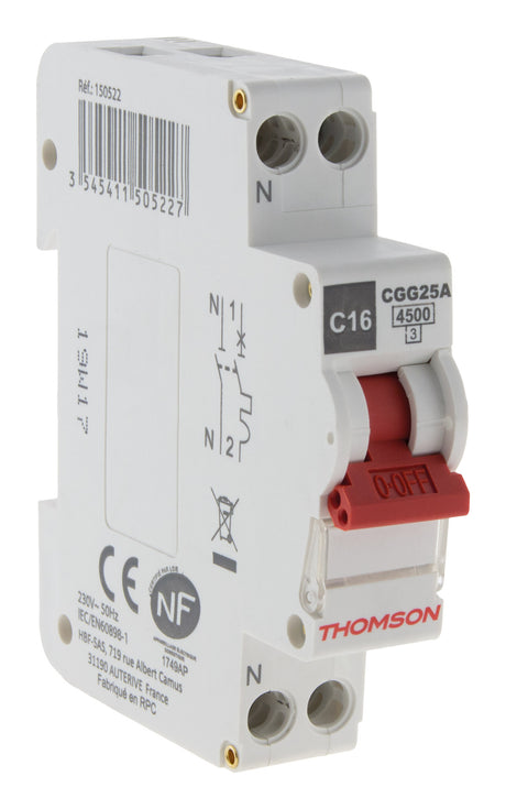 Disjoncteur à vis PH+N - NF - Pouvoir de coupure 4.5KA - Thomson