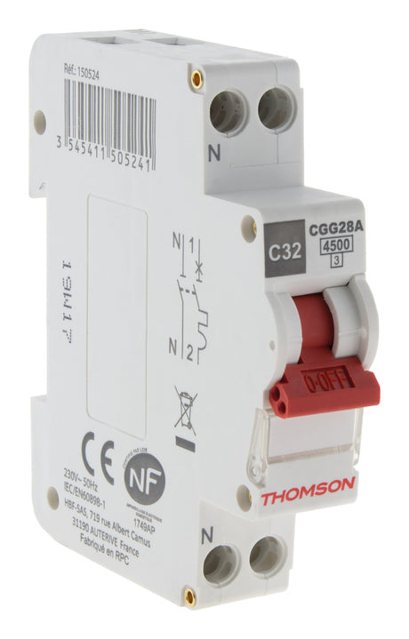 Disjoncteur à vis PH+N - NF - Pouvoir de coupure 4.5KA - Thomson