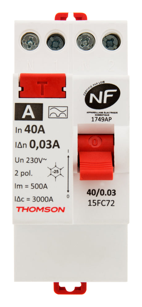 Interrupteur différentiel à vis - 40A type A NF - Thomson