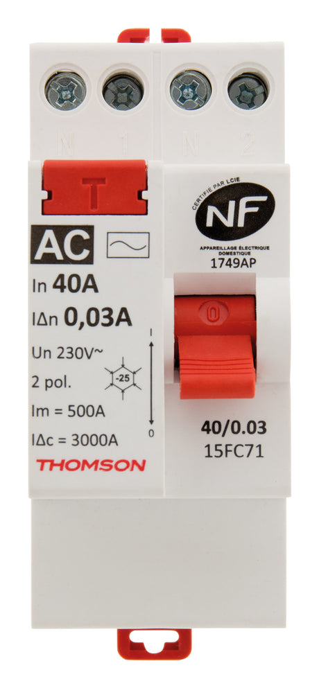 Interrupteur différentiel à vis - 40A type AC NF - Thomson