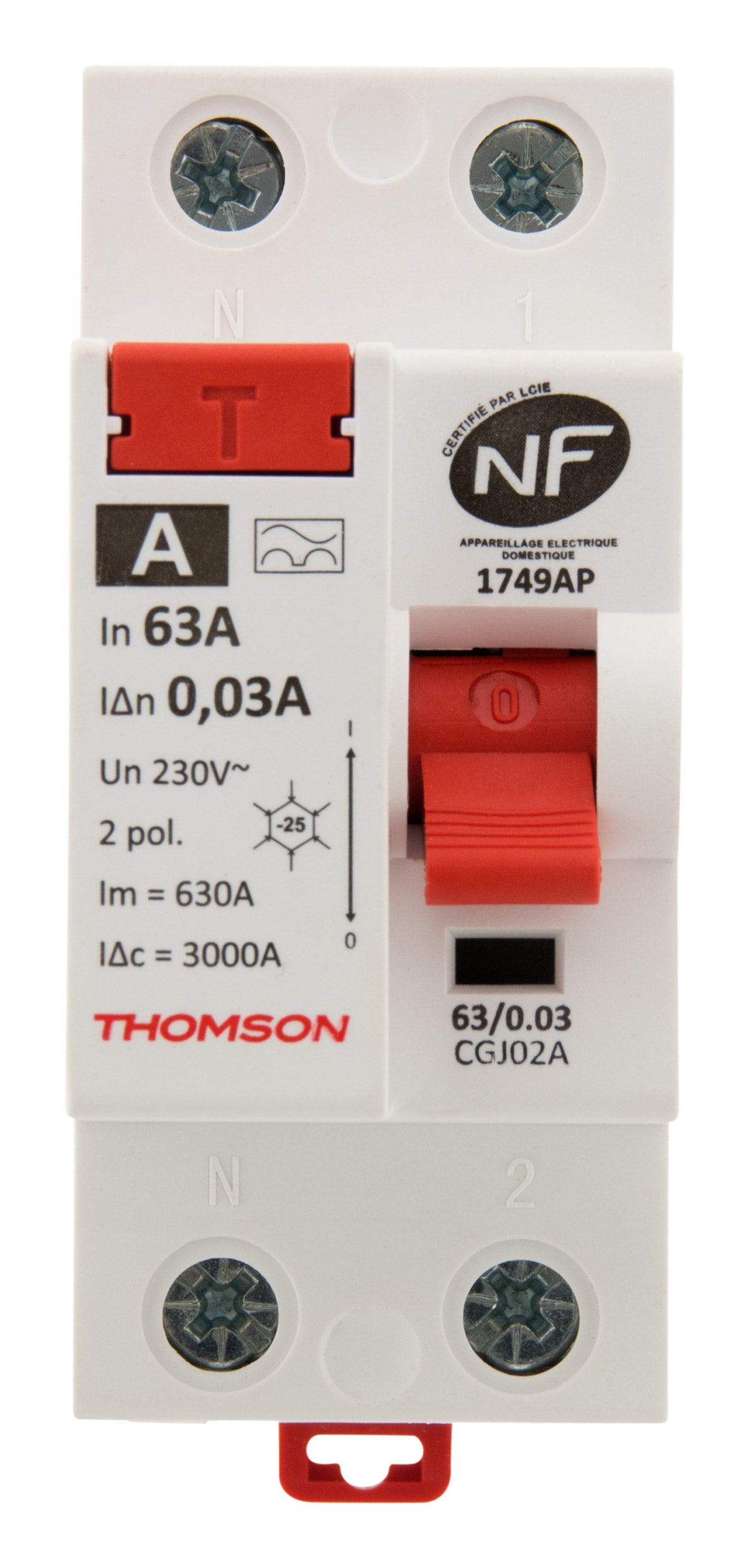 Interrupteur différentiel à vis - 63A type A NF - Thomson