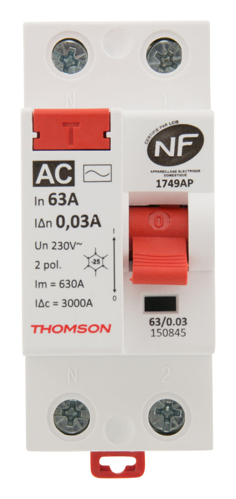 Interrupteur différentiel à vis - 63A type AC NF - Thomson