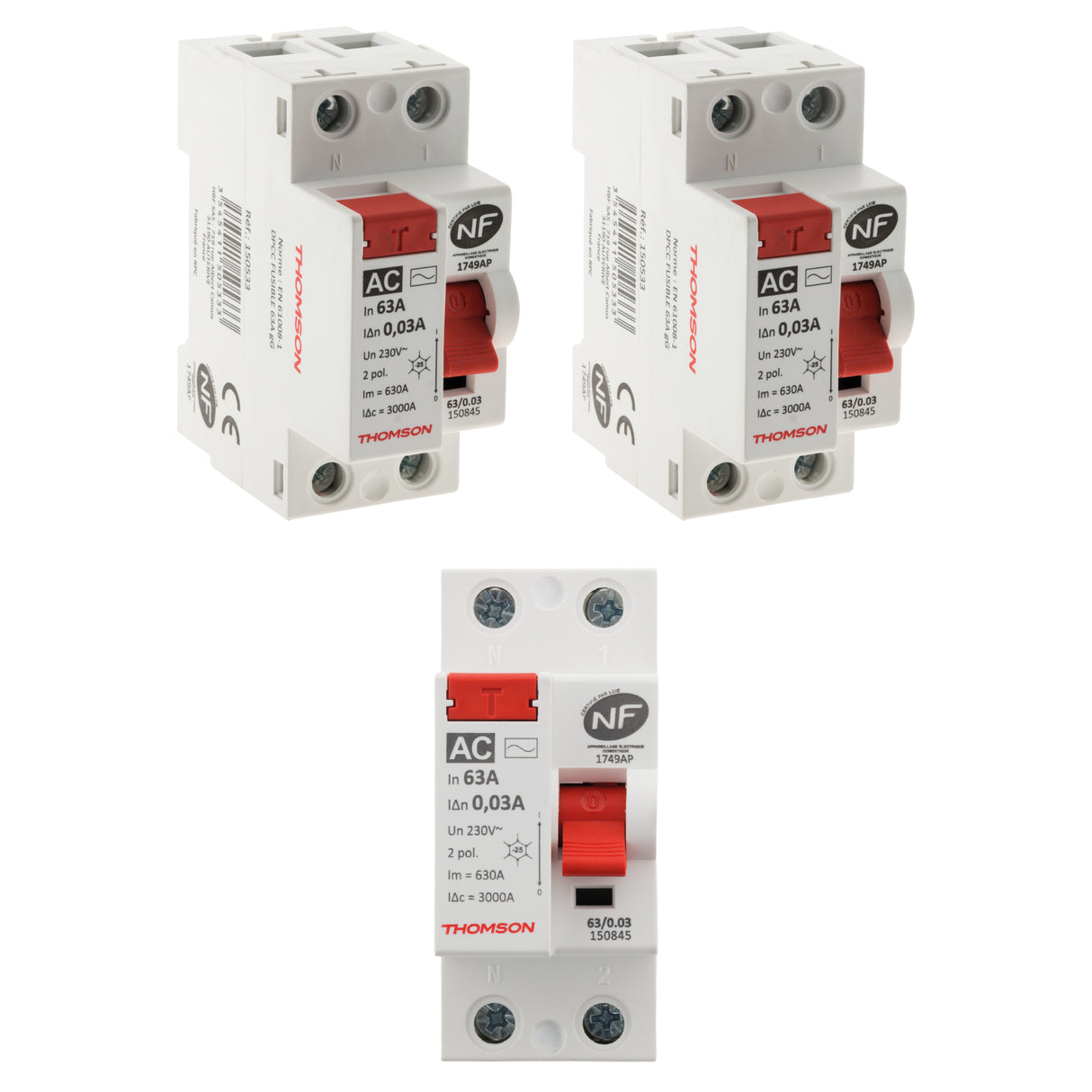 Interrupteur différentiel à vis 63A type AC NF - Thomson