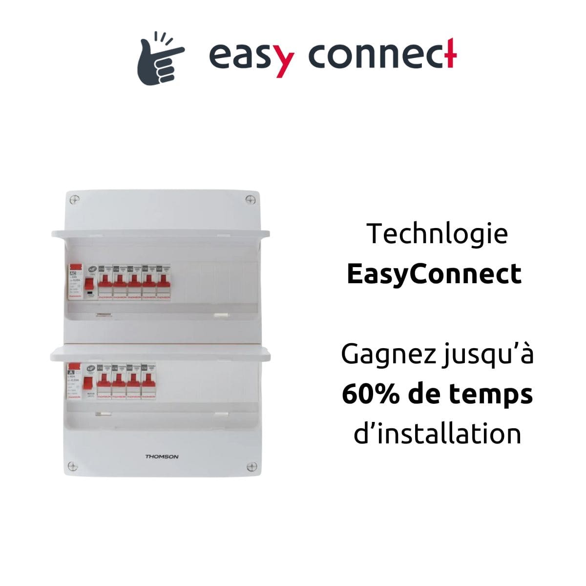 Coffret électrique pré-équipé 2 rangées/26 modules - 2 ID/9 disjoncteurs - EasyConnect Thomson