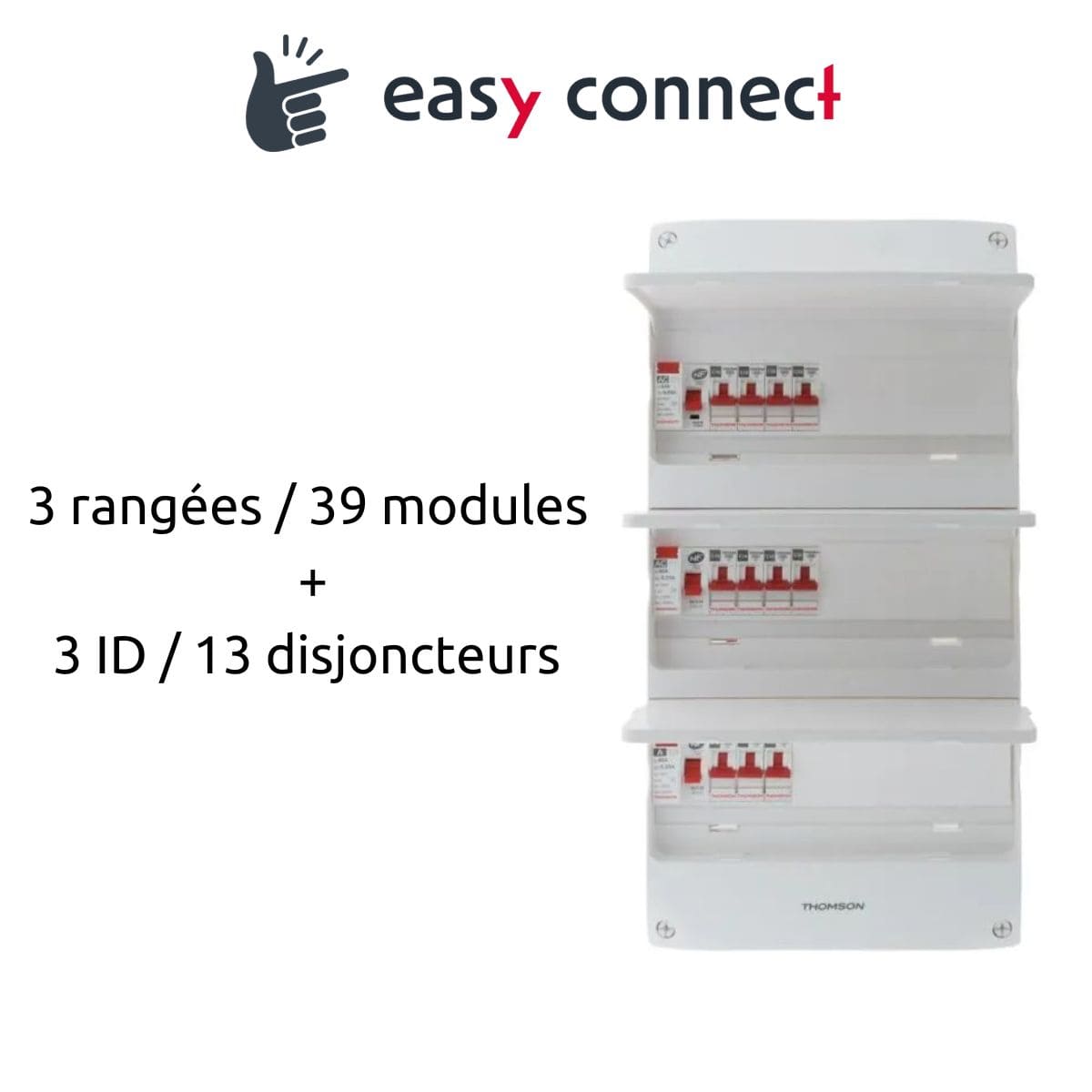 Coffret électrique pré-équipé - 3 rangées - 39 modules - 3 ID/13 disjoncteurs - EasyConnect - Thomson