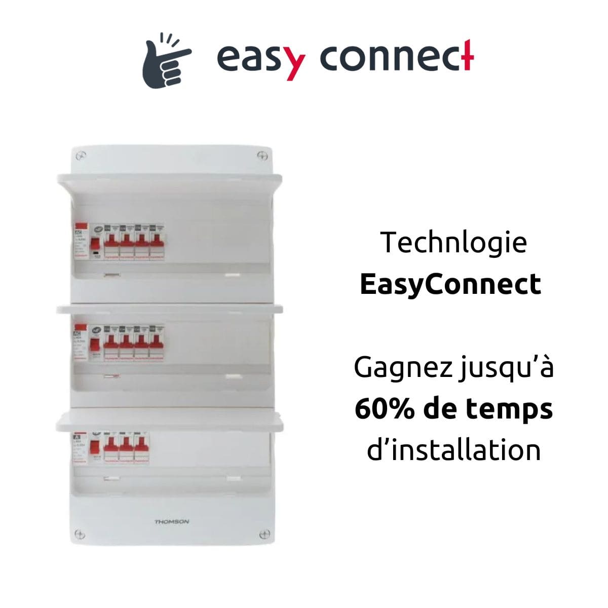 Coffret électrique pré-équipé 3 rangées/39 modules - 3 ID/13 disjoncteurs - EasyConnect - Thomson