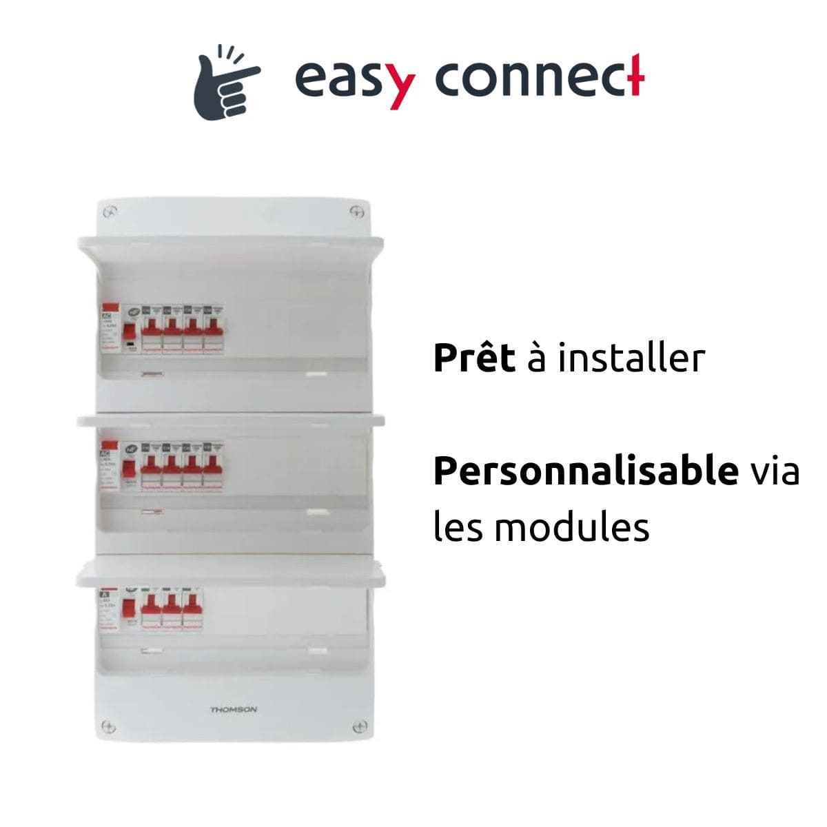 Coffret électrique pré-équipé - 3 rangées - 39 modules - 3 ID/13 disjoncteurs - EasyConnect - Thomson