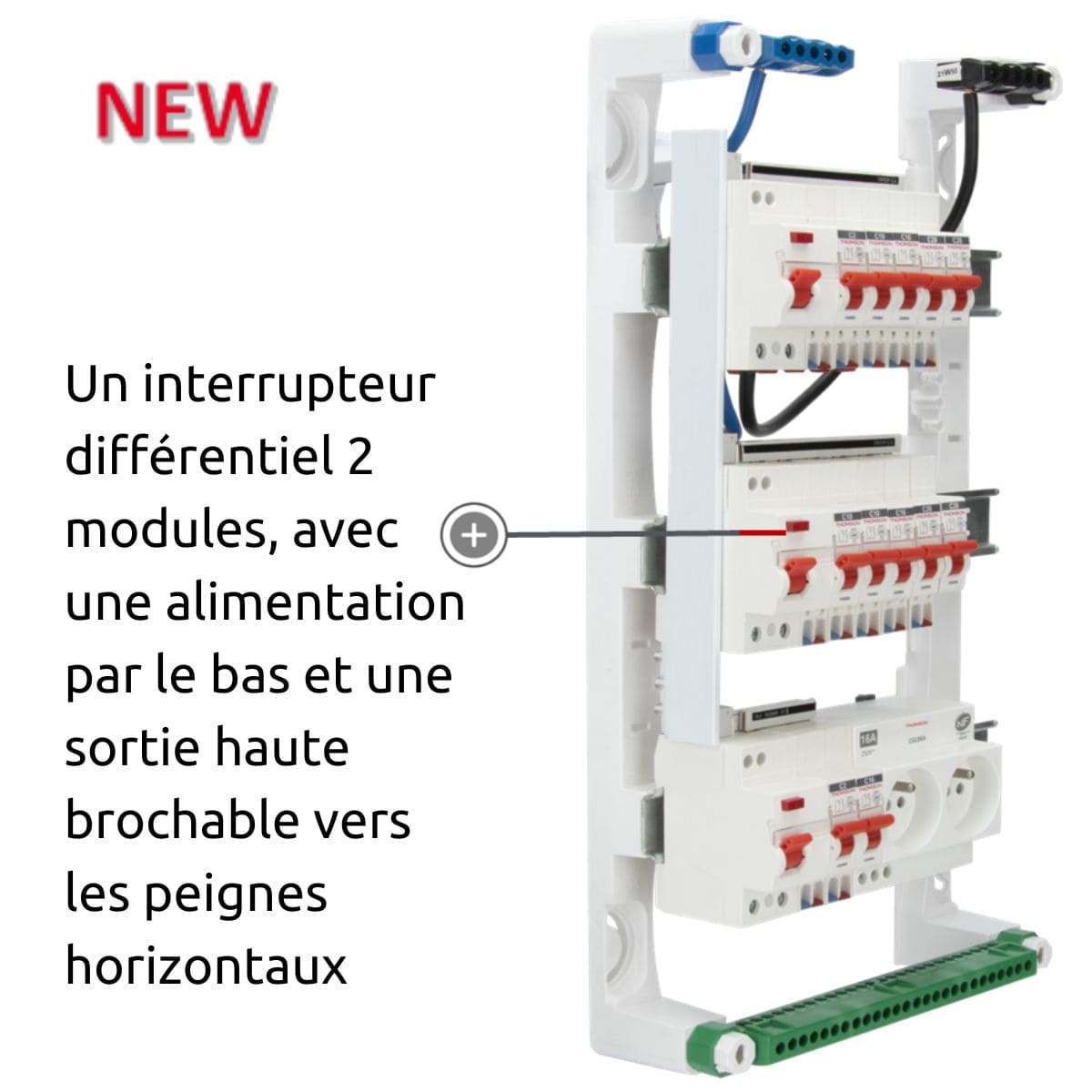 Coffret électrique pré-équipé 3 rangées/39 modules - 3 ID/13 disjoncteurs - EasyConnect - Thomson