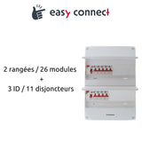 Coffret électrique pré-équipé - 2 rangées - 26 modules - 3 ID/11 disjoncteurs - EasyConnect - Thomson