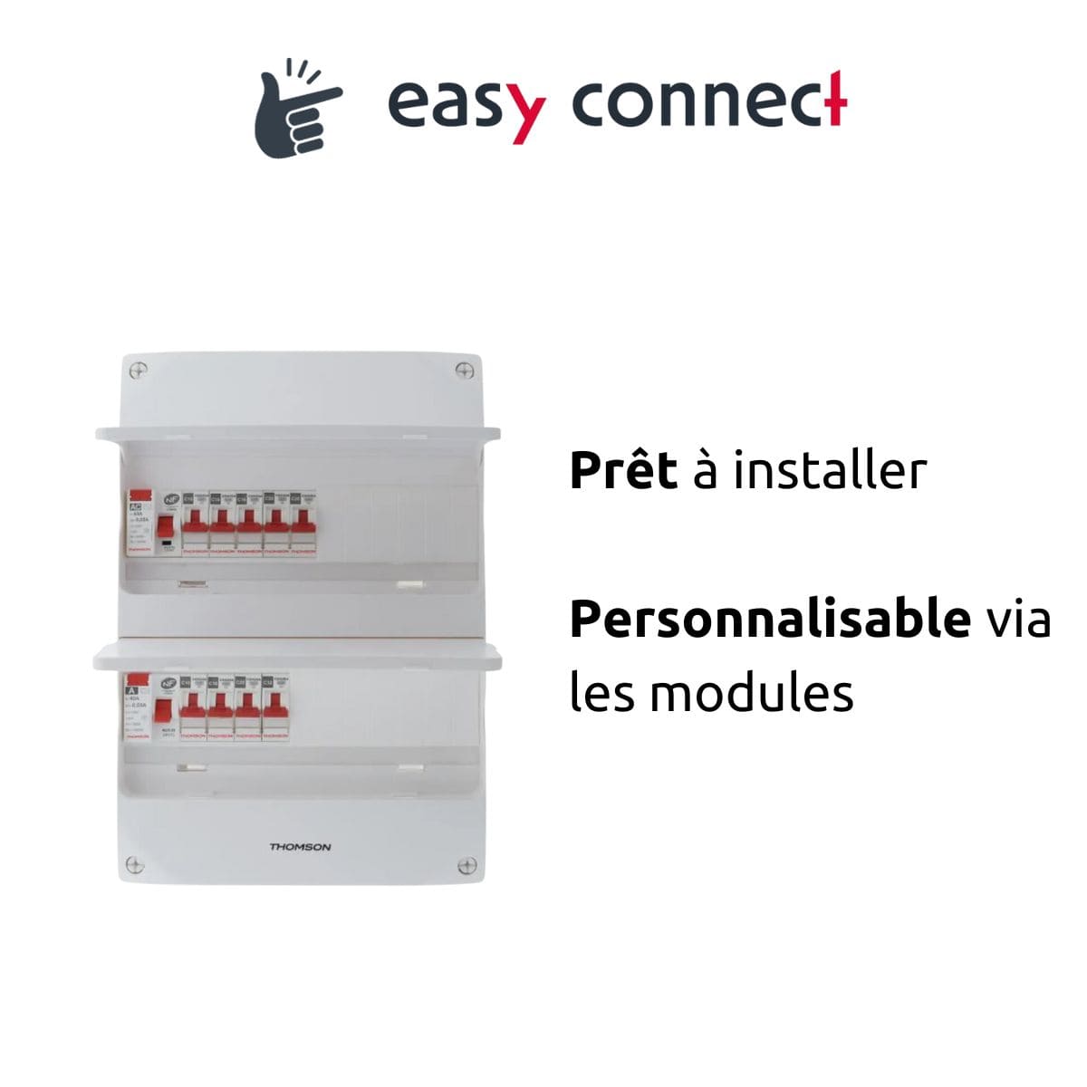 Coffret électrique pré-équipé 2 rangées/26 modules - 3 ID/11 disjoncteurs - EasyConnect Thomson