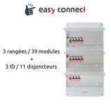 Coffret électrique pré-équipé - 3 rangées - 39 modules - 3 ID/11 disjoncteurs - EasyConnect - Thomson