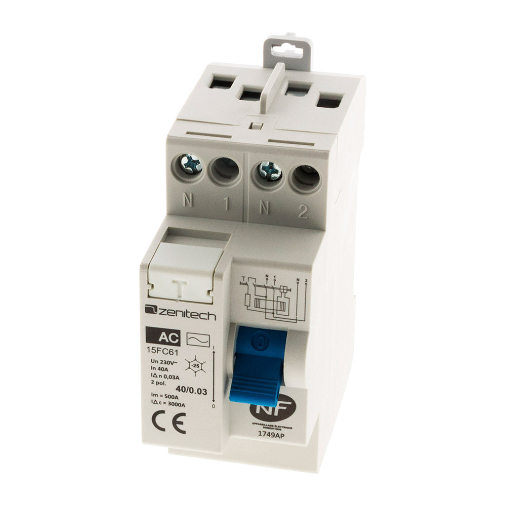 Interrupteur différentiel 40/2 30mA Type AC NF - Zenitech