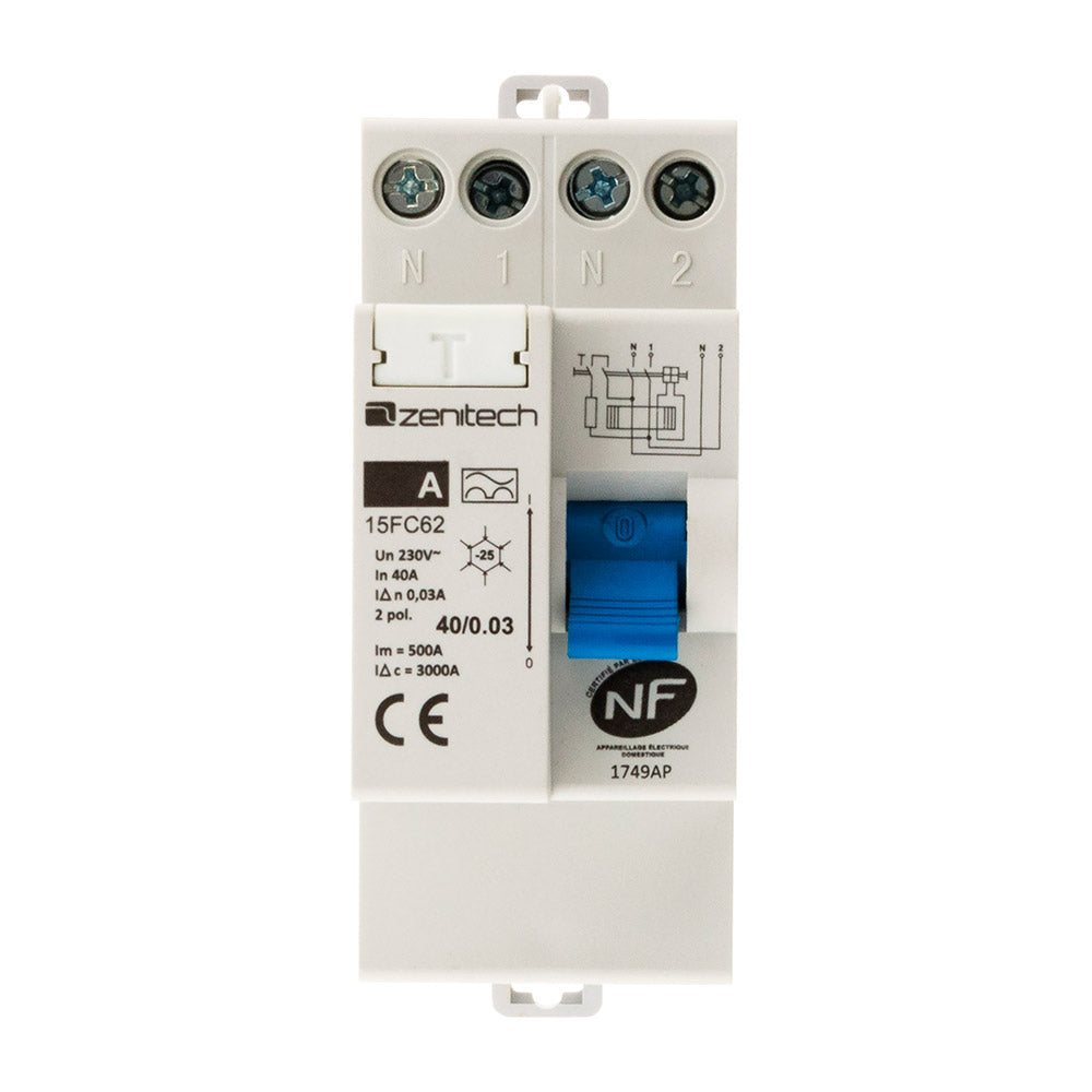Interrupteur différentiel 30mA Type A NF - Zenitech