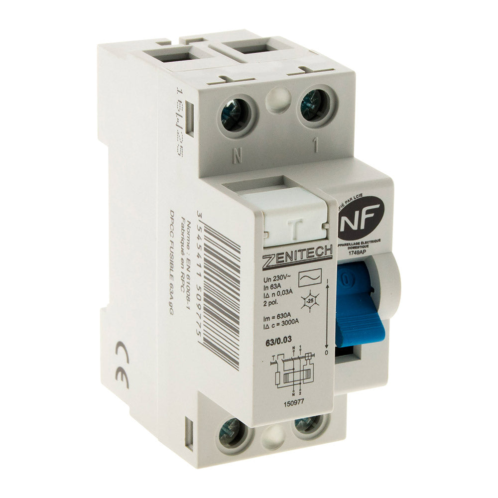 Interrupteur différentiel 30mA Type AC NF - Zenitech