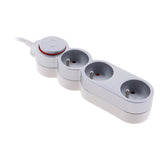 Bloc Home 3 prises 16A 2P+T avec interrupteur et fiche extraplate - câble HO5VV-F 3G1 1,5m - Zenitech