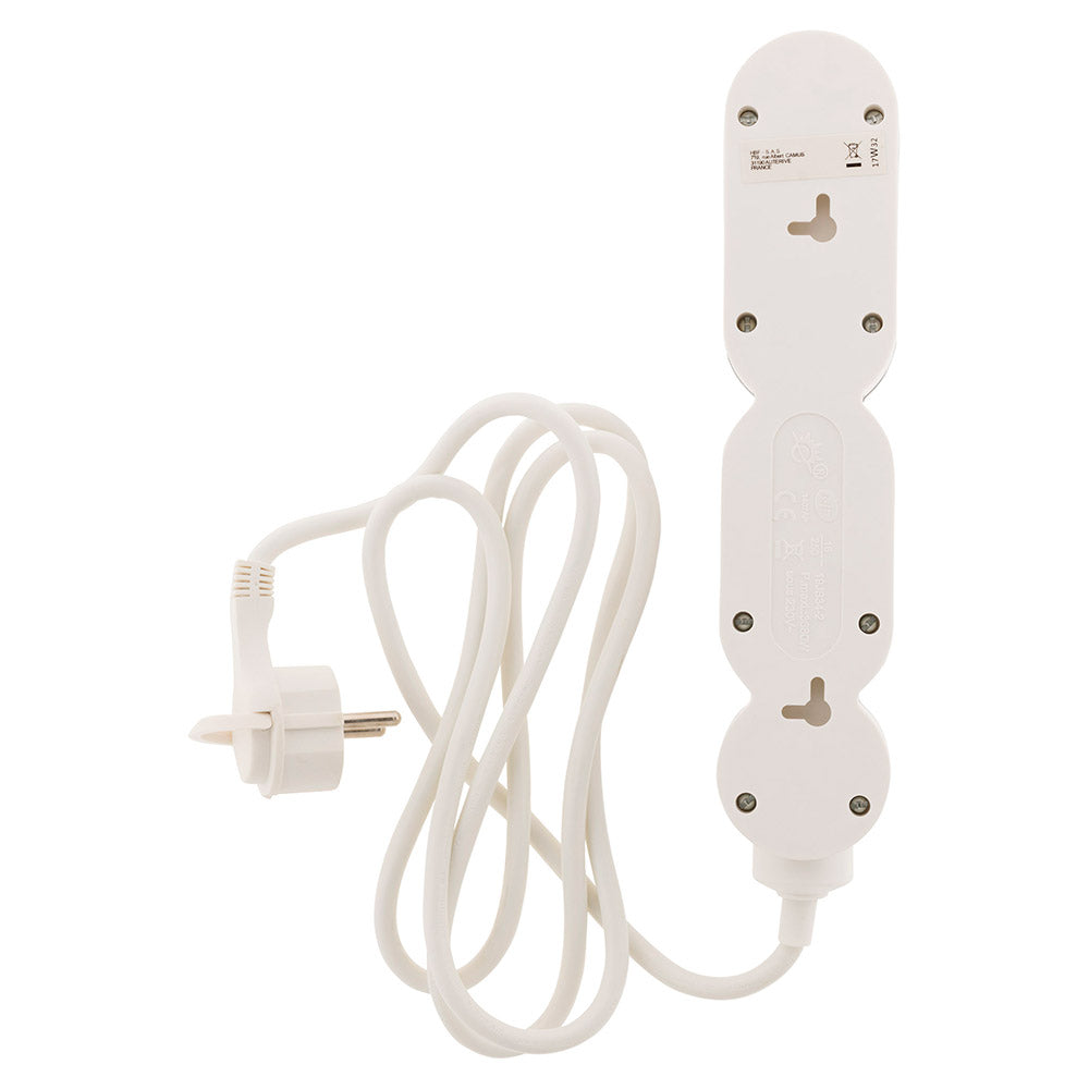 Bloc Home 4 prises 16A 2P+T avec interrupteur et fiche extraplate - câble HO5VV-F 3G1 1,5m - Zenitech