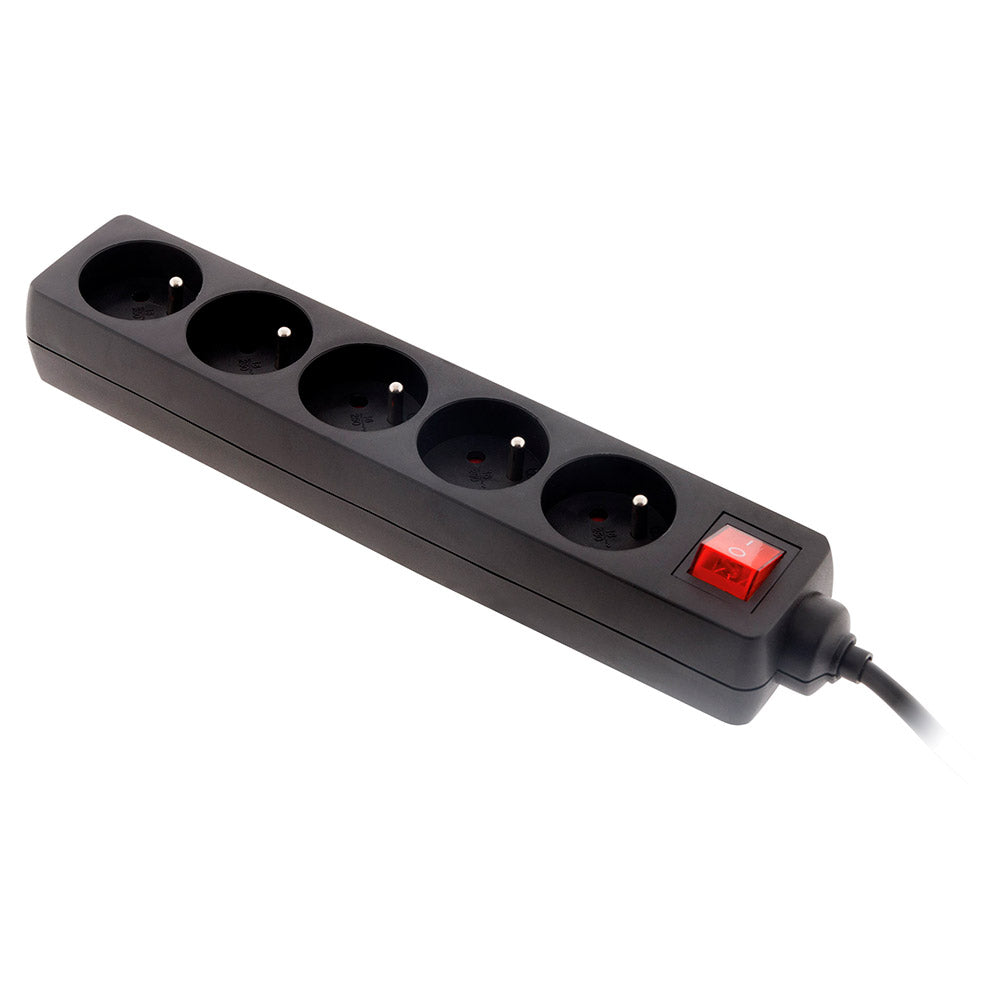 Bloc multiprise 16A 2P+T + interrupteur - noir - Zenitech