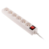 Bloc multiprise 6 prises 16A 2P+T avec interrupteur et fiche extraplate Blanc - NF - Zenitech