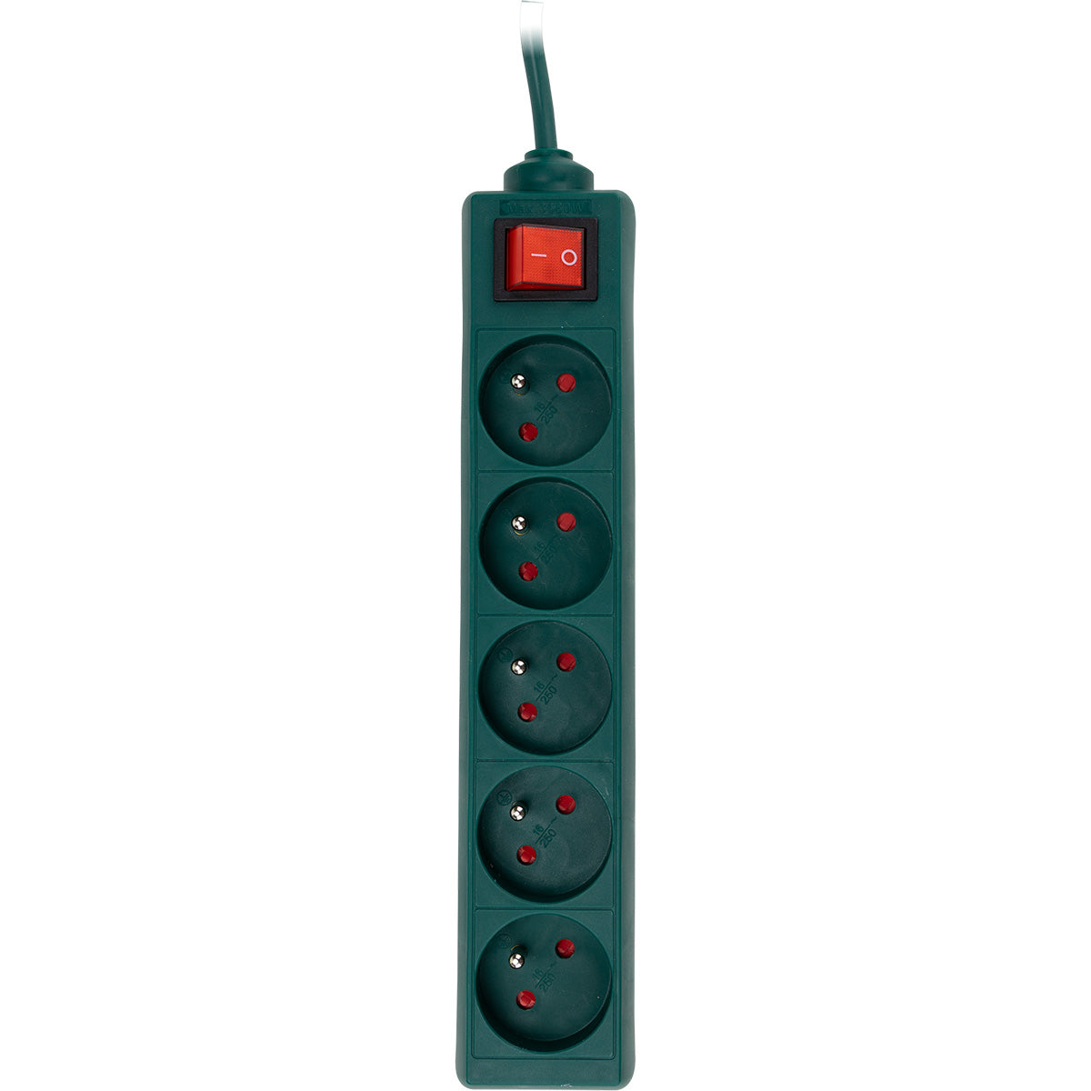 Bloc multiprise 5x16A + interrupteur - 3680W - Vert - Zenitech