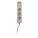 Bloc 3 prises 16A 2P+T avec 2x USB en 2.1A câble H05VV-F 3G1mm² 1m - Zenitech