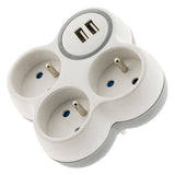 Multiprise triplite 16A avec 2 ports USB - Zenitech