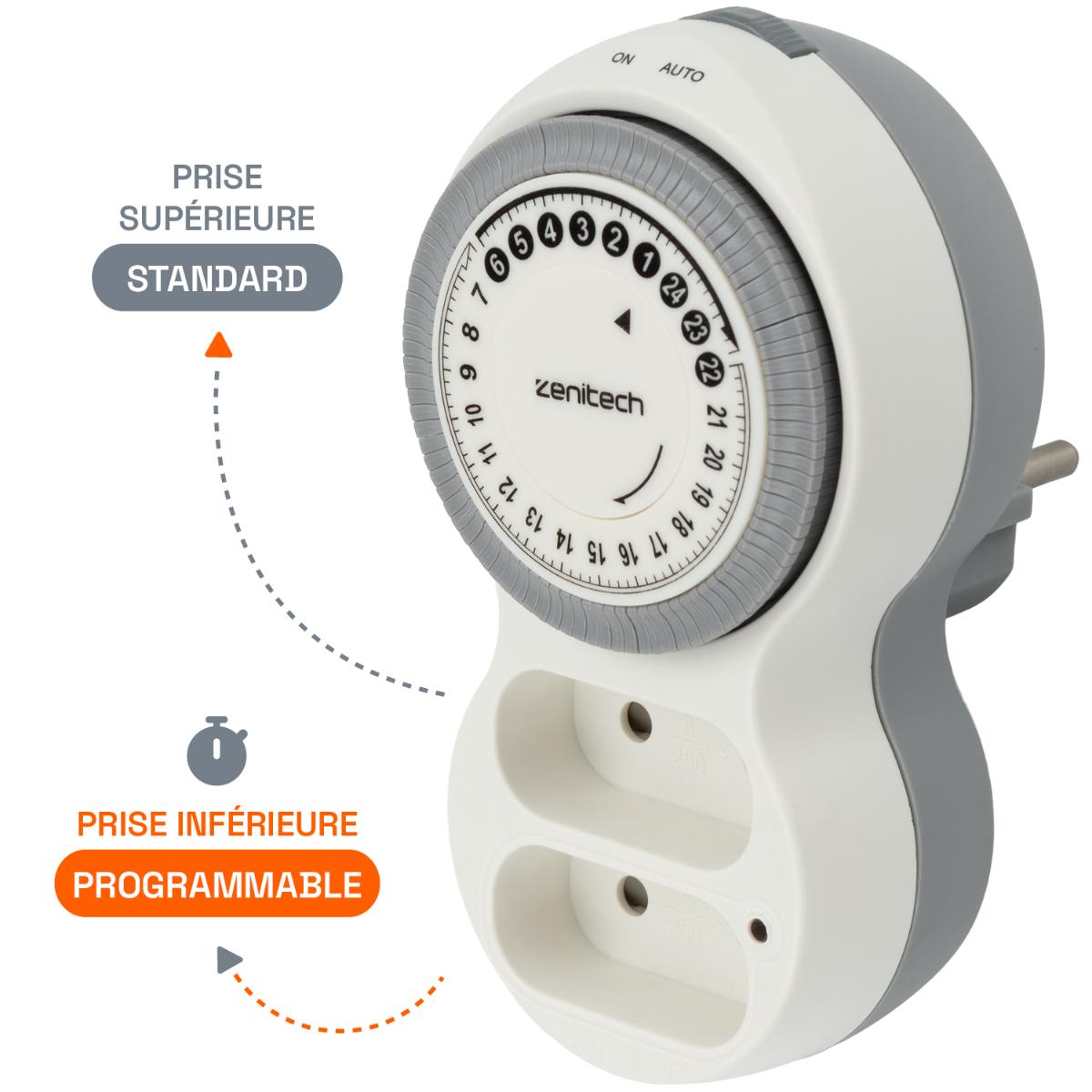 Biplite programmable horizontale 2x6A - Blanc - Bolea - Zenitech