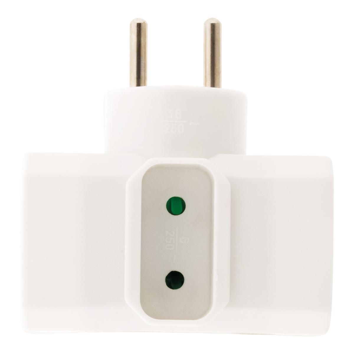 Multiptise triplite latérale 2 prises 16A + 1 prise 6A - blanc - Zenitech