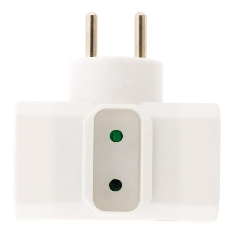Multiptise triplite latérale 2 prises 16A + 1 prise 6A - blanc - Zenitech