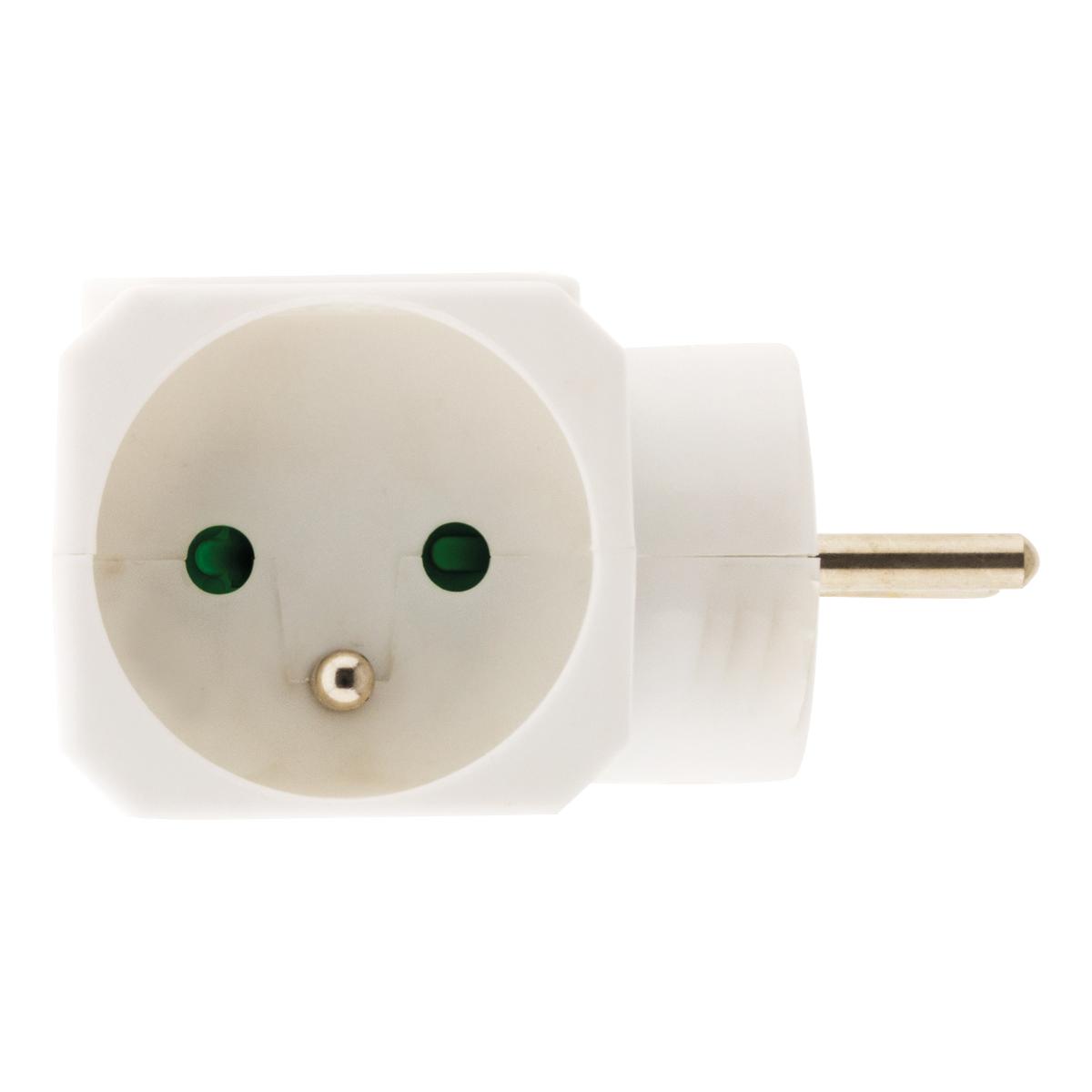 Multiptise triplite latérale 2 prises 16A + 1 prise 6A - blanc - Zenitech