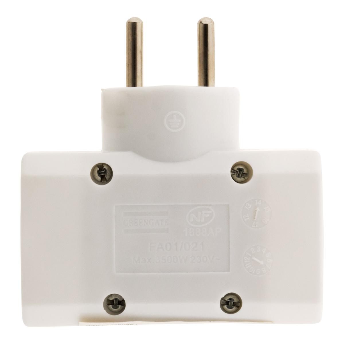 Multiptise triplite latérale 2 prises 16A + 1 prise 6A - blanc - Zenitech