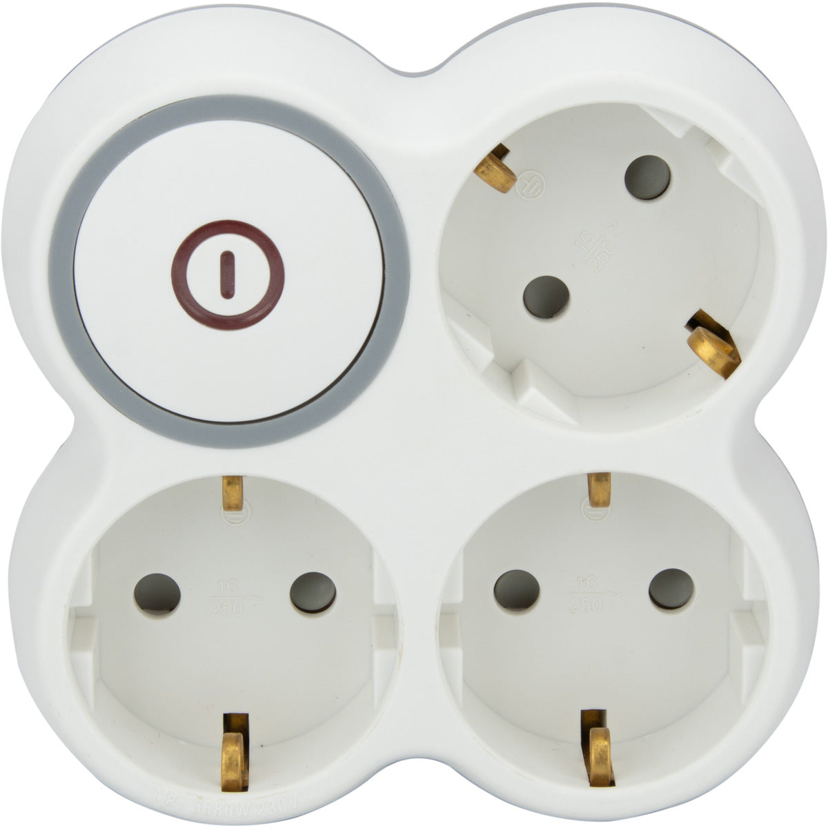 Triplite Schuko 16A + interrupteur - Blanc/Gris - Bolea - Zenitech