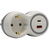 Prise Schuko 16A + USB A+C - 20W - Blanc/Gris - Bolea - Zenitech