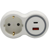 Prise Schuko 16A + USB A+C - 20W - Blanc/Gris - Bolea - Zenitech