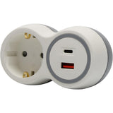 Prise Schuko 16A + USB A+C - 20W - Blanc/Gris - Bolea - Zenitech