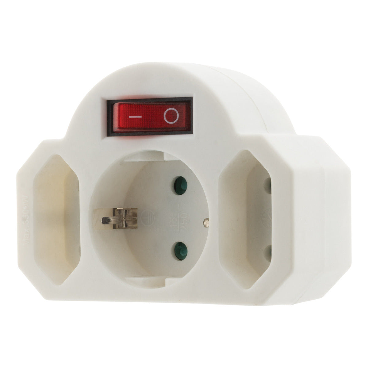 Triplite Schuko 2x2,5A + 1x16A avec interrupteur - Blanc - Zenitech