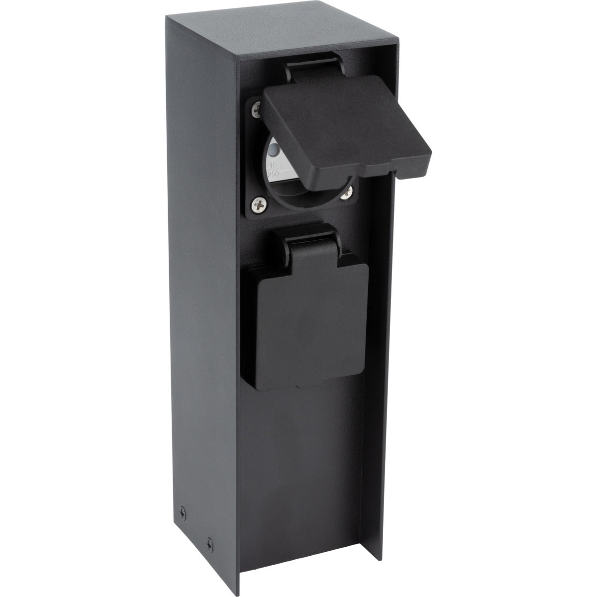 Borne de jardin à fixer 4x16A IP44 - Aluminium Noir - Zenitech
